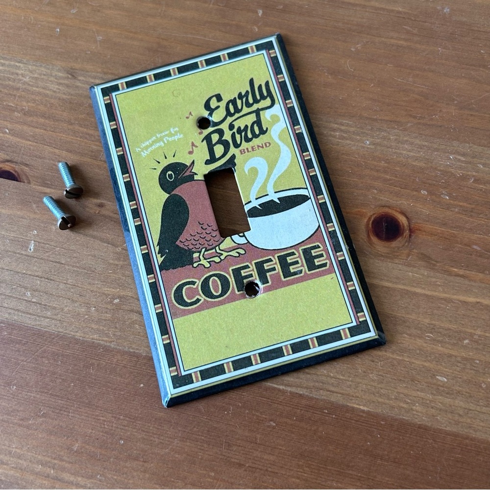 Early Bird Coffee Custom Made Light Switchplate Cover